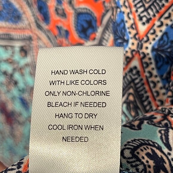 Daniel Rainn DR2 Crochet Tunic Top Womens Size L Blue High Low Pleated Blouse - Picture 10 of 13